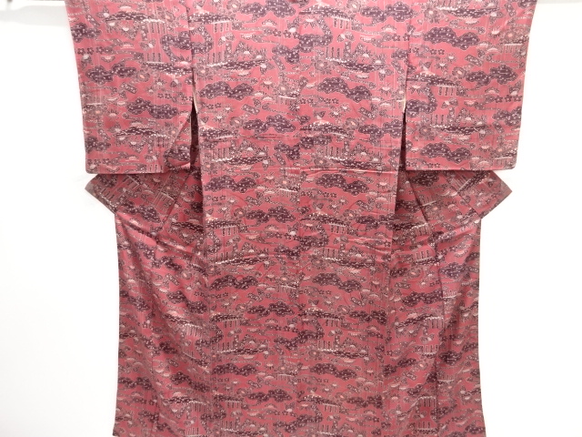 大正ロマン　紋錦紗　流水に花・松竹梅模様着物